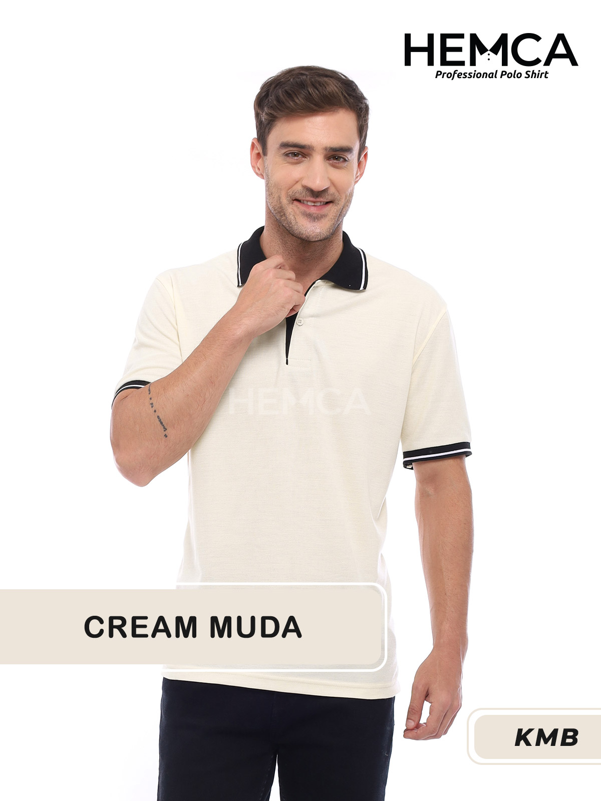 Polo Kombinasi Cream Muda